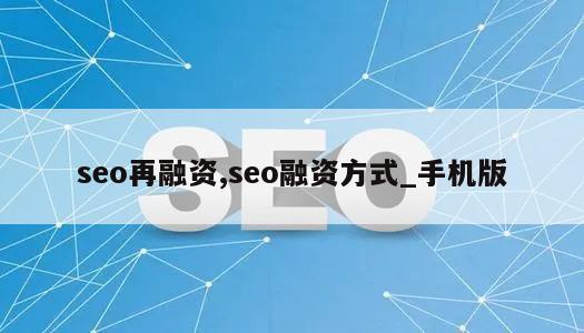 seo再融资,seo融资方式_手机版