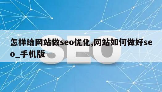 怎样给网站做seo优化,网站如何做好seo_手机版