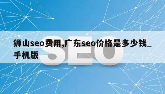 狮山seo费用,广东seo价格是多少钱_手机版