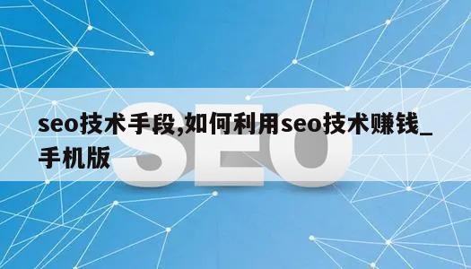 seo技术手段,如何利用seo技术赚钱_手机版