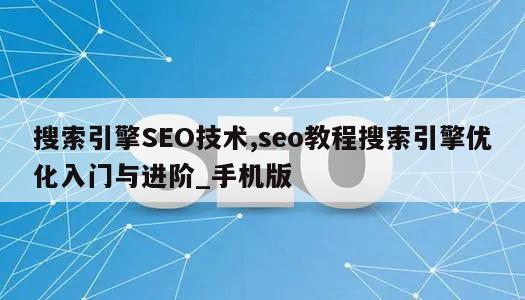 搜索引擎SEO技术,seo教程搜索引擎优化入门与进阶_手机版