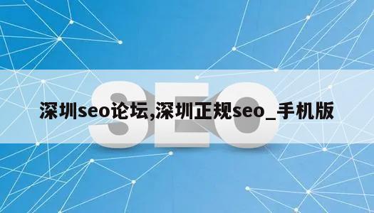 深圳seo论坛,深圳正规seo_手机版