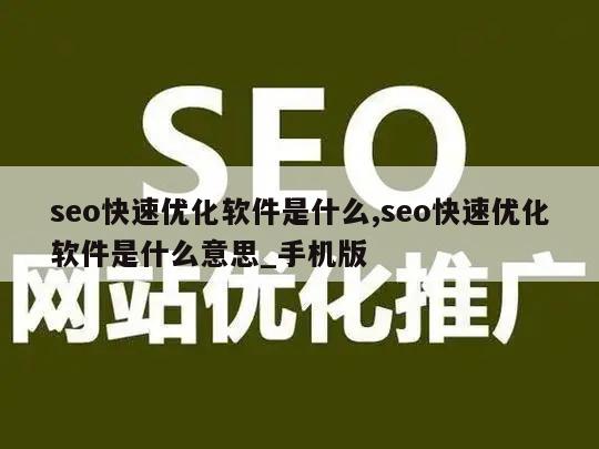 seo快速优化软件是什么,seo快速优化软件是什么意思_手机版