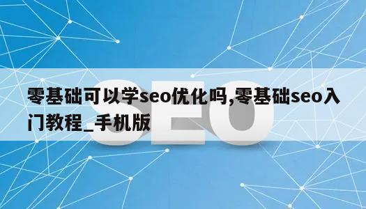 零基础可以学seo优化吗,零基础seo入门教程_手机版