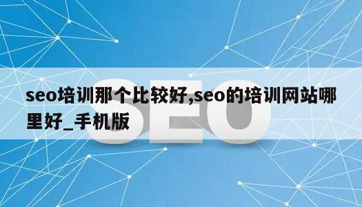 seo培训那个比较好