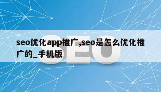 seo优化app推广,seo是怎么优化推广的_手机版