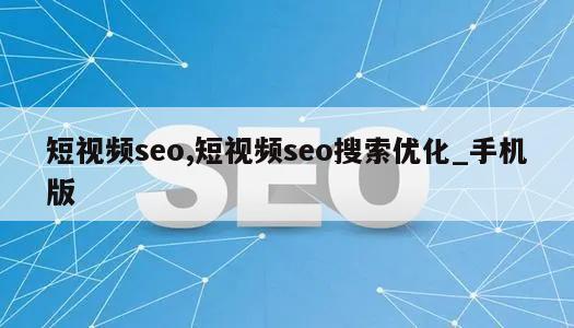 短视频seo,短视频seo搜索优化_手机版