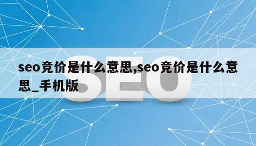 seo竞价是什么意思,seo竞价是什么意思_手机版