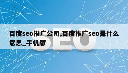 百度seo推广公司