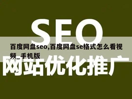 百度网盘seo,百度网盘se格式怎么看视频_手机版